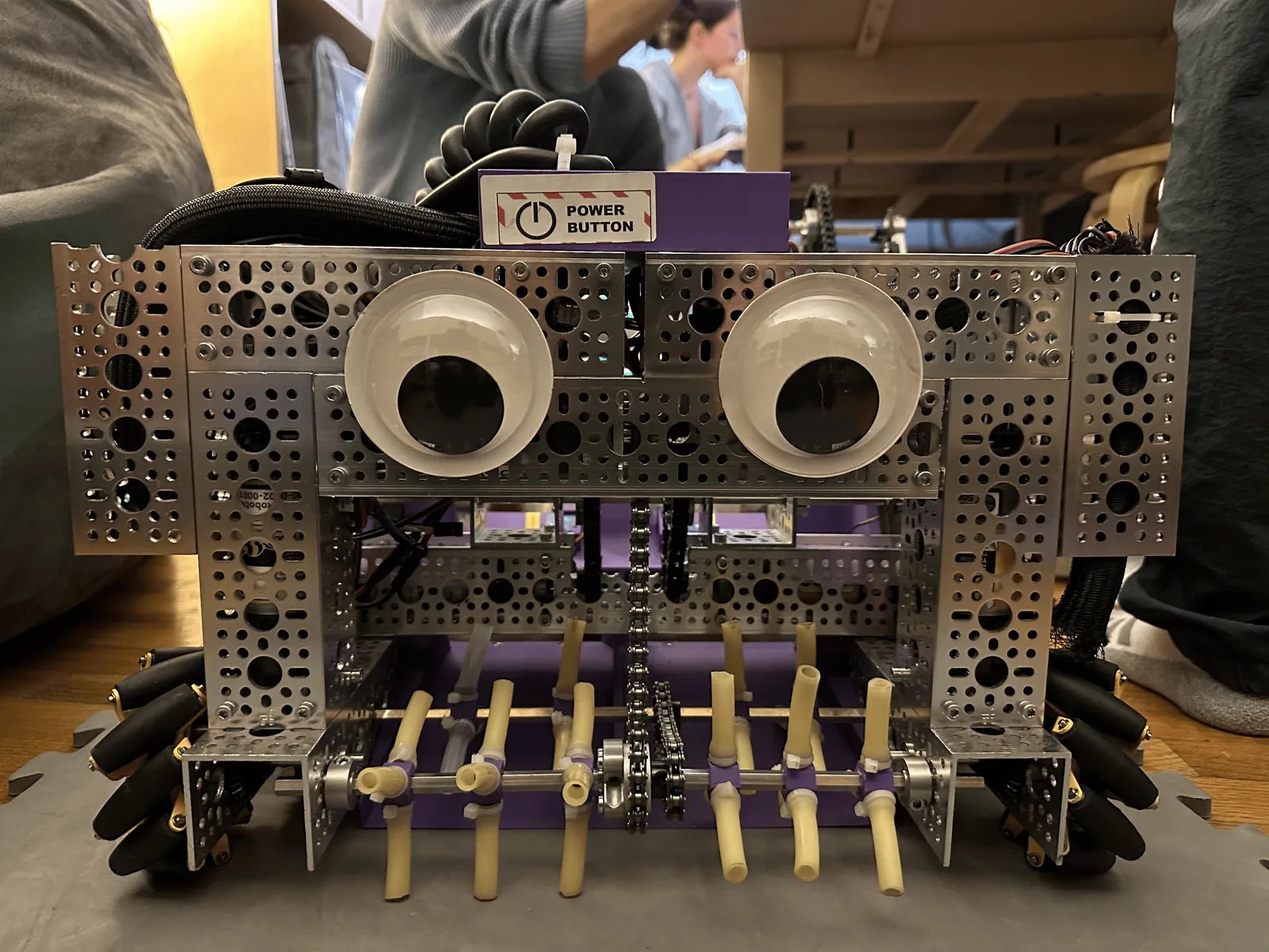 Competition robot — intake and ramp at the front.