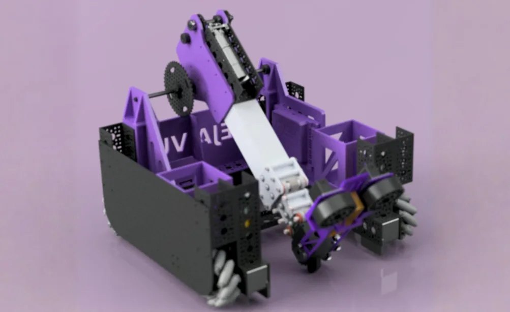 CAD render of the INTO THE DEEP competition robot.